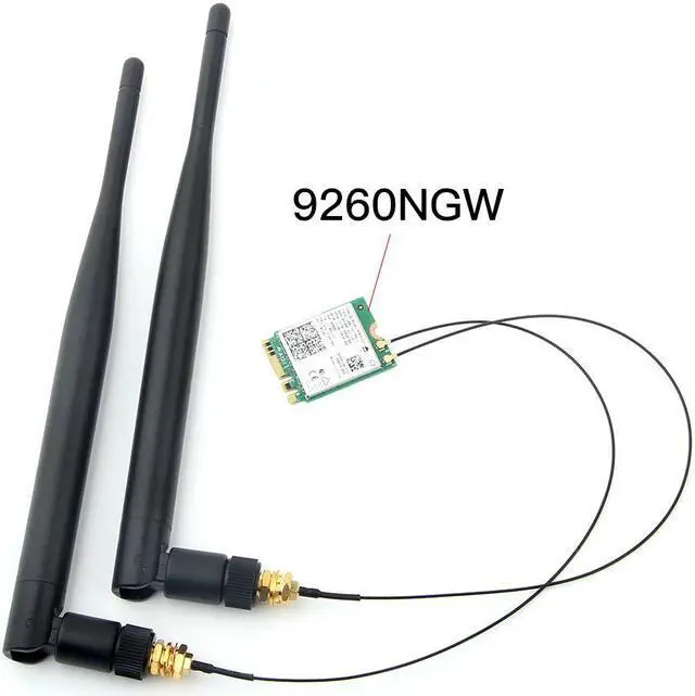 Alt view image 2 of 4 - Sem fio para intel ac 9260 9260ngw 802.11ac ngff wi-fi bluetooth 5.0 card + 6dbi ipex mhf4 u. fl para segundo conjunto de antena externa
