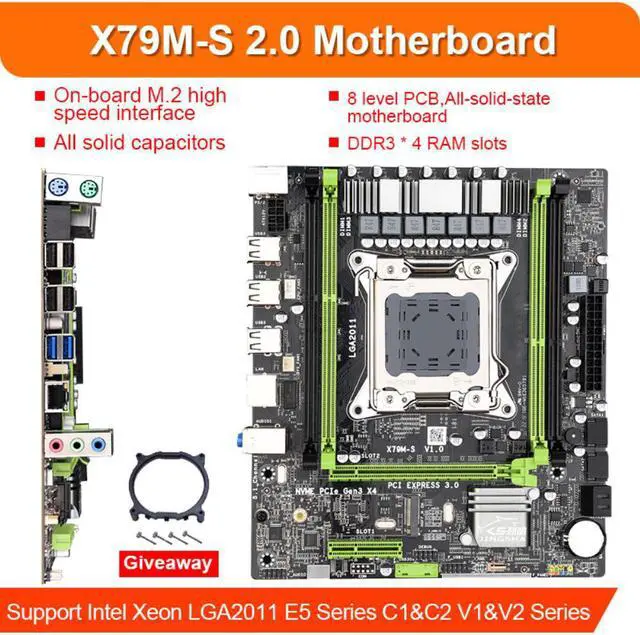 Alt view image 2 of 5 - JINGSHA X79 m-s 2.0 chipset motherboard combos E5 2620 Processor 4pcs 4GB 1333 = 16GB ECC memory  M-ATX  nvme M.2 SSD