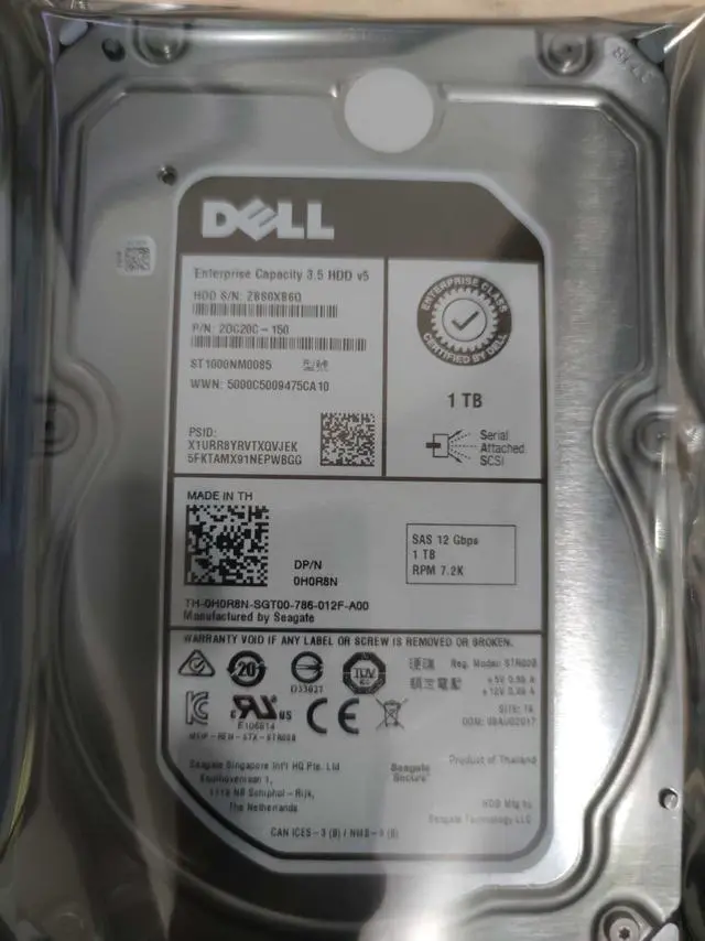 Alt view image 2 of 2 - Dell H0R8N 1TB 7.2K SAS 3.5" 12G HDD Hard Drive - ST1000NM0085 Hard Drive HDD