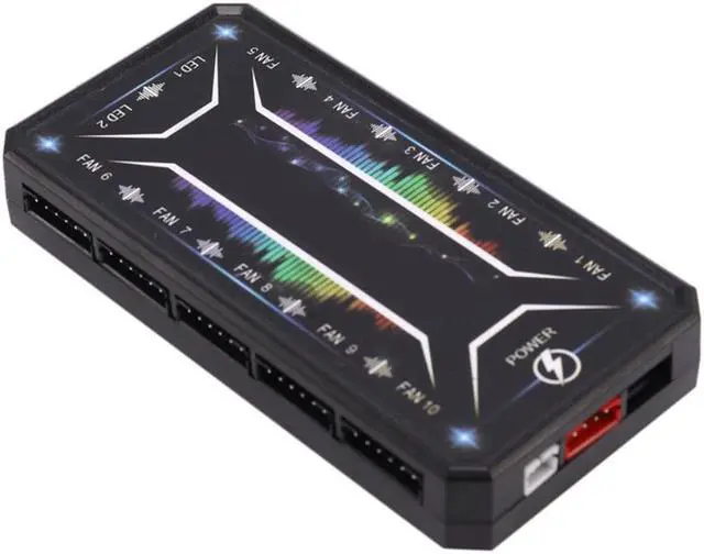 Alt view image 4 of 4 - Computer PC Case Fan Control Board RGB Fan Remote Control Switch Colors Control Panel Can Insert 10 RGB Fans(1 Controller)