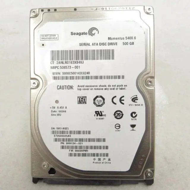 Alt view image 2 of 2 - 2.5 Momentus 5400.6 ST9500325AS 500GB 5400 RPM 8MB Cache 2.5" SATA 3.0Gb/s Internal Notebook Hard Drive