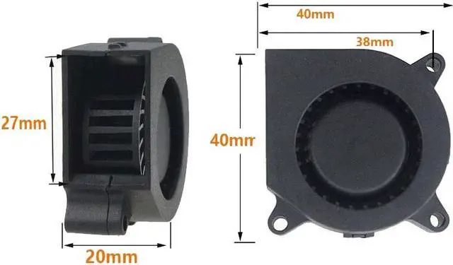 Alt view image 4 of 4 - 2pcs Gdstime 3D Printer Fan 40mm 4020 Turbo Blower 12V Ball Bearing Cooling Fan 1m Cable 40mm x 40mm x 20mm for 3D Printer Parts