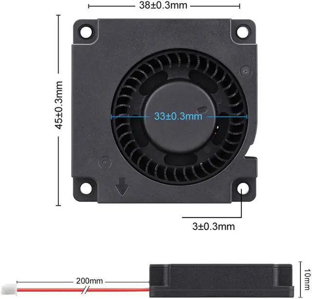 Alt view image 5 of 6 - 2pcs lot Gdstime 4510s 45mm 45x45x10mm DC 5V 2Pin 4.5cm 45mm * 10mm Mini DC Brushless 3D Printer Turbine Cooling Blower Fan