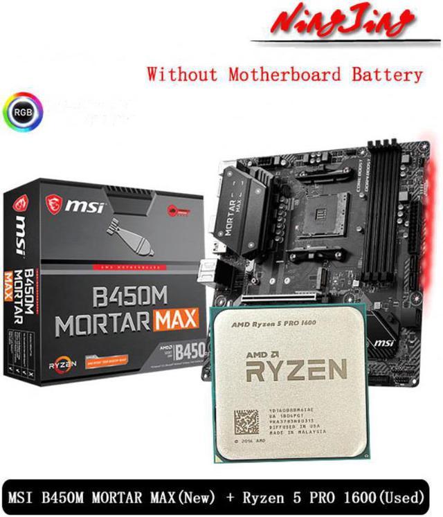 Amd ryzen 5 pro 1600 cpu msi b450m morteiro max nova placa m e