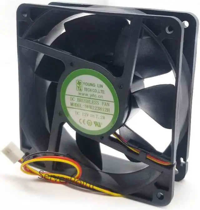 Main image of DFB123812H DC 12V 7.2W 0.6A 12038 12CM 120*120*38mm 3 Wires Big Air Computer Cooling Fan