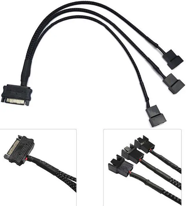 Alt view image 2 of 5 - 1Pcs 30cm SATA 1 To 3 4-Pin Power Cable PC Computer Cooling Fan Splitter Hub Converter Adapter Extension Wire Cord