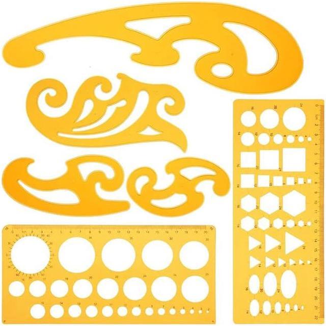 DRAWING STENCILS TEMPLATE WITH CIRCLES, SQUARES HEXAGONS & OVAL SHAPE  STENCIL