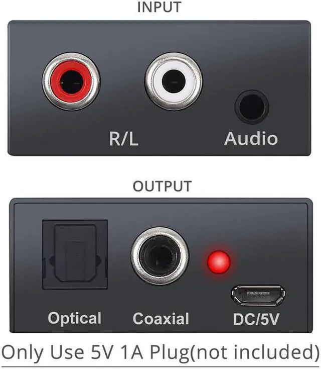 Alt view image 2 of 4 - Analog to Digital Audio Converter for PS3  Player R/L 2 RCA 3.5mm AUX to Digital Coaxial Toslink SPDIF