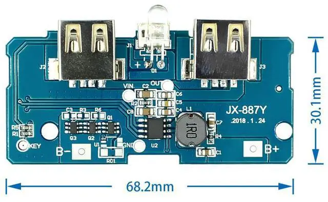 Alt view image 2 of 2 - 5V 2A Power Bank Charger Module Charging Circuit Board Step Up Boost Power Supply Module 2A Dual USB Output 1A Input