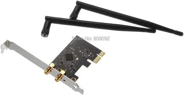 Alt view image 2 of 3 - Dual-Band 1200Mbps PCI-E wireless WiFi adapter 802.11 AC PCI Express network card 2.4/5GHz High Gain 2*6dBi Antennas for Desktop
