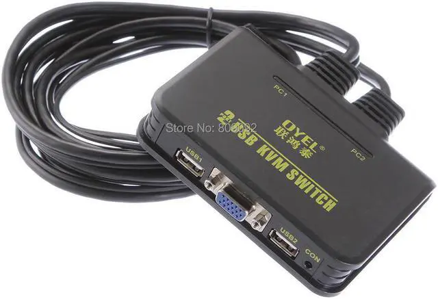 Alt view image 3 of 3 - 2-In-1-Out 2-Port USB KVM VGA Switcher Switch Box With Cable for Computer Video Monitor Mouse Keyboard Adapter Multimedia