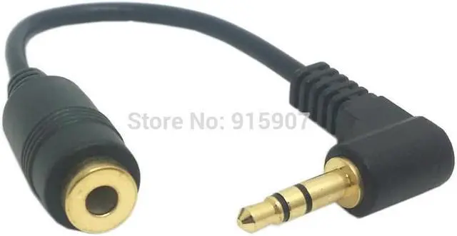 Alt view image 2 of 2 - CY 10cm Black 90 Degree Right Angled 3.5mm 3poles Audio Stereo Male to Female Extension Cable