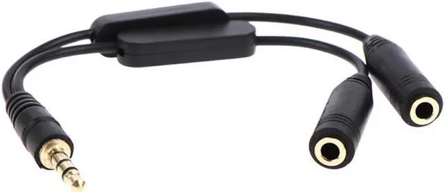 Alt view image 4 of 5 - 1 in 2 Out 3.5mm Stereo Male to Double Mono 3.5 mm Female Audio Headphone Y Splitter Cable With Volume Switch Black