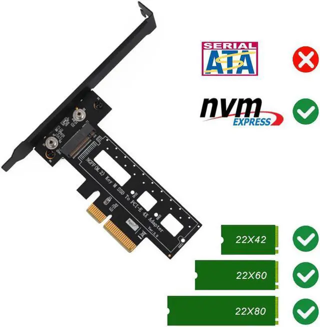 Alt view image 3 of 3 - PCIE to M2 Adapter Raiser PCI Express 3.0 X4 to M.2 NVME SSD M KEY PCIE M2 Riser Card Adapter + Low Profile Bracket M.2 Heatsink