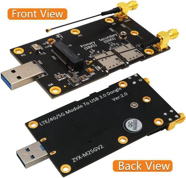 Alt view image 2 of 3 - NGFF M.2 Key B to USB 3.0 Adapter Expansion Card for 3G/4G/5G Module M.2 Wifi Card with Dual NANO SIM Card Slot 2.4G/5G Antenna