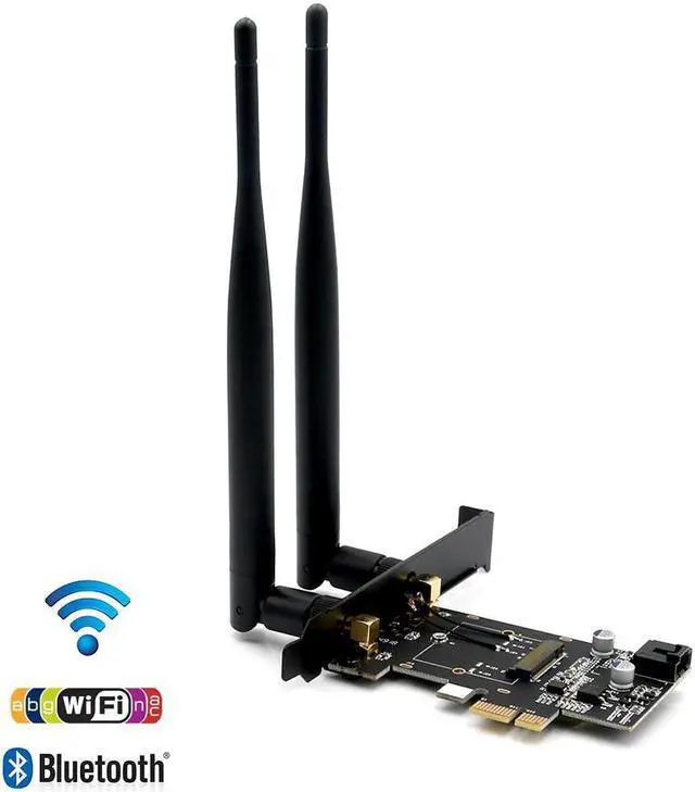 Alt view image 2 of 3 - Network Cards M.2 Wifi Adapter/Card PCI-E 1X Wifi AC 5Ghz 5 Ghz Adapter 2x 5dBi WiFi Antenna Key A NGFF M.2 Wi-Fi Bluetooth Card
