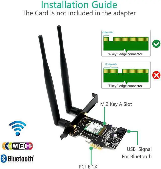 Alt view image 2 of 3 - PCIE M.2 Wifi Adapter Network Card 5 ghz 5g 5ghz Wireless PCI Express Wifi Bluetooth Adapter AC 9260 M2 Wifi Card Antenna for PC