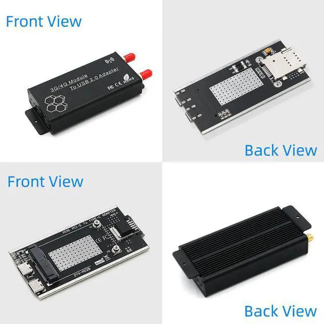 Alt view image 3 of 3 - Mini PCIE to USB Wifi Adapter USB2.0 to TYPE C Cable SIM Card Slot 5V Auxiliary Power Support WWAN/LTE/GSM/GPS/HSPA/3G/4G Module