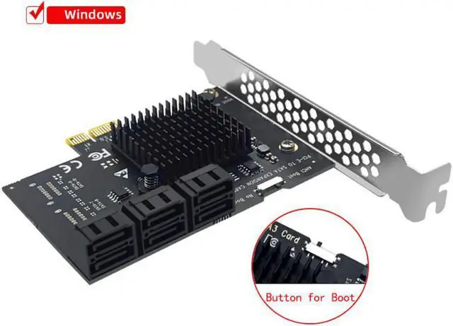 Alt view image 2 of 3 - Chia Mining Riser 6 Ports SATA PCIE PCI-E Adapter PCIE to SATA Controller PCI Express X1 SATA 3.0 6Gbps Add on Cards for Windows