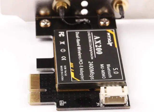 Alt view image 3 of 3 - 2974Mbps Wifi6 Dual Band Desktop PCIe Intel AX200 Card 802.11ax 2.4G/5Ghz Bluetooth 5.0 PCI Express Wireless WiFi Adapter for PC