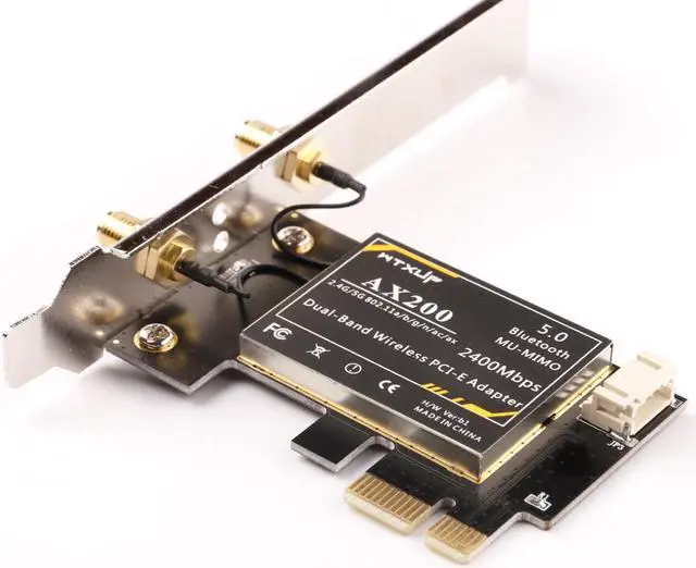 Alt view image 2 of 3 - 2974Mbps Wifi6 Dual Band Desktop PCIe Intel AX200 Card 802.11ax 2.4G/5Ghz Bluetooth 5.0 PCI Express Wireless WiFi Adapter for PC