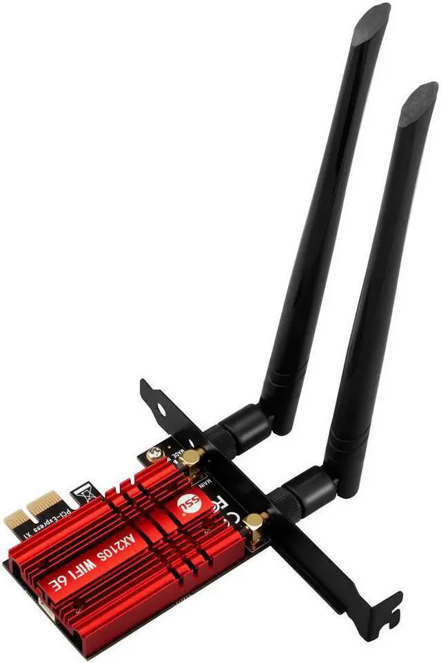 Alt view image 2 of 3 - 5374Mb WiFi 6 PCIE Wireless WiFi Adapter Bluetooth 5.2 Intel AX210 Tri Band 2.4G/5G/6Ghz PCI Express 802.11AX Wi-Fi Network Card