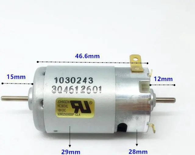Alt view image 2 of 4 - Johnson 1030243 18V 11200rpm high speed double output shaft 390 DC motor~