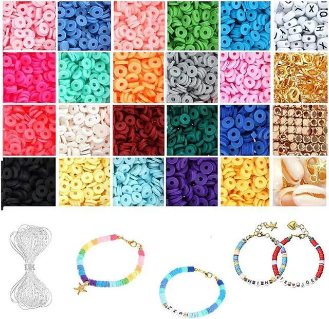 Alt view image 2 of 4 - 4000PCS Flat Polymer Clay Beads Jewelry Making Kit Beads DIY for Bracelet Round Handmade Polymer Clay Beads