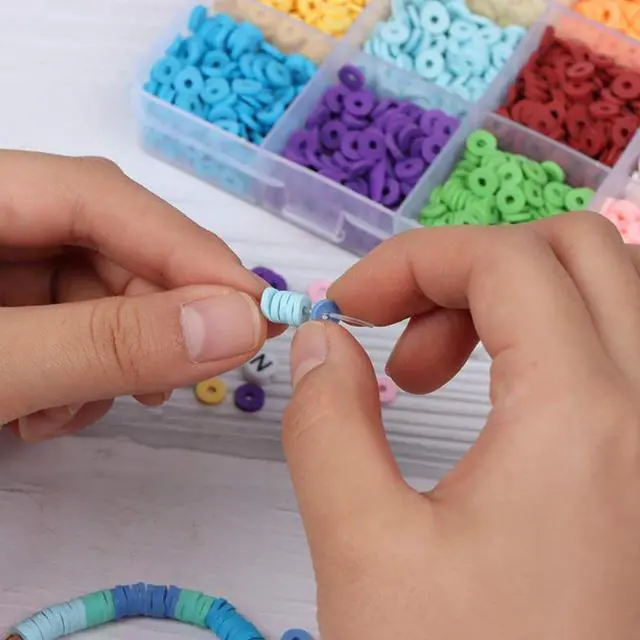 Alt view image 3 of 4 - 4000PCS Flat Polymer Clay Beads Jewelry Making Kit Beads DIY for Bracelet Round Handmade Polymer Clay Beads