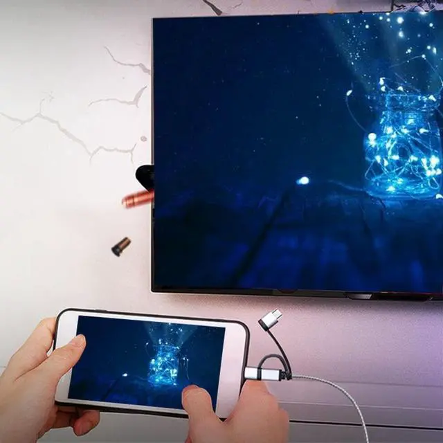 Alt view image 3 of 4 - Micro-USB TYPE C to HDMI 3 in 1 2K HDTV TV Connector USB Adapter Cable for Monitor iPhone iPad Android Smartphone