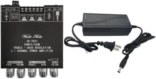 Main image of ZK-TB21 TPA3116D2 Bluetooth 5.0 Subwoofer Amplifier Board 50WX2+100W 2.1 Channel Audio Stereo Amplifier Board US Plug