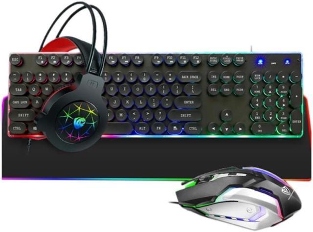 Rgb Backlit Gaming Keyboard, Mouse, Headset, Large Mouse Pad, 4-piece  Compatible Pc/notebook Wired Gaming Set