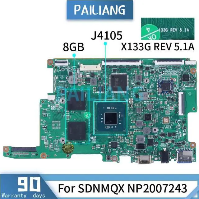 Alt view image 2 of 3 - For SDNMQX NP2007243 Celeron J4105 Laptop Motherboard X133GR510-GD60C X133G REV 5.1A 8GB Notebook Mainboard