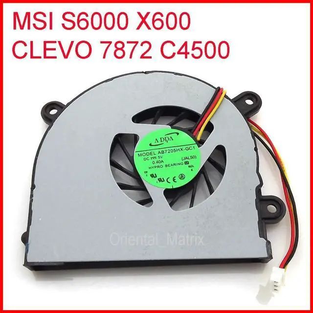 Alt view image 4 of 6 - AB7205HX-GC1 (JAL50) DC5V 0.40A For CLEVO 7872 C4500 MSI S6000 X600 Laptop CPU Cooler Cooling  Fan