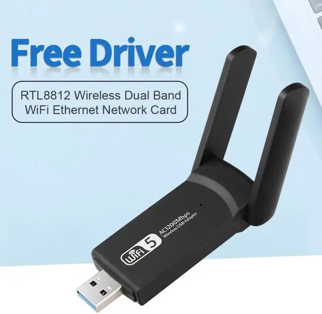Alt view image 3 of 3 - RTL8812 Wireless Dual Band 2.4G 5.8G WiFi Ethernet Adapter 1200Mbps Network Card with Dual Antenna USB3.0 Receiver for Computer