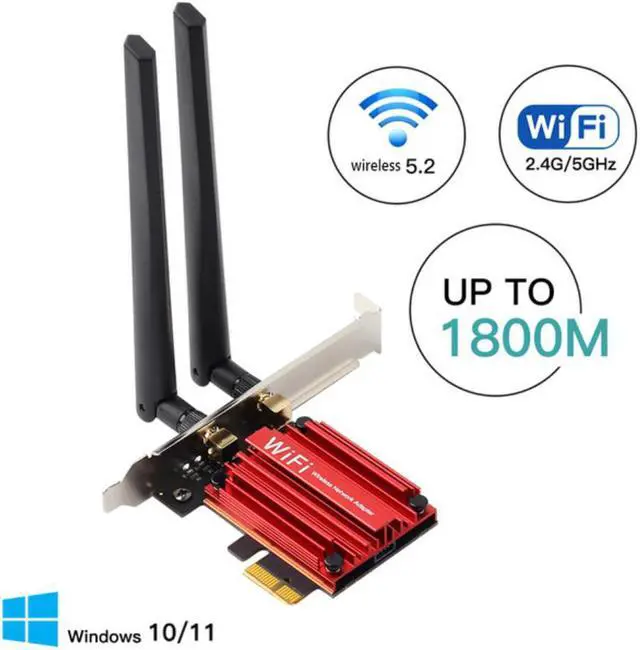 Main image of 1800Mbps Wireless WiFi 6 Card Bluetooth-Compatible 5.2 PCI-E Adapter PC Dual Band 2.4G+5G Card Kit Gaming Network Card