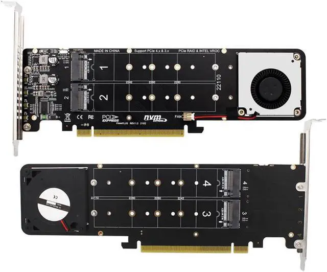 Alt view image 5 of 6 - PCI-E 16X to M.2 M-KEY NVME SSD RAID Adapter Card PCI-E4.0 PCI Express X4 Expansion Card for 2U Server Split Adapter Multiplier