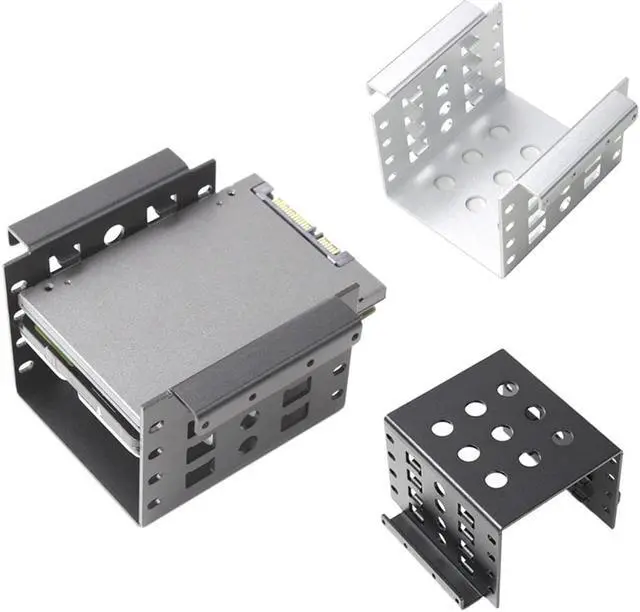Alt view image 2 of 3 - Aluminum 4 Bay 2.5 in SATA HDD SSD to 3.5 in Bracket Adapter, 2.5 in to Floppy Hard Drive Disk Mounting Converter Kit