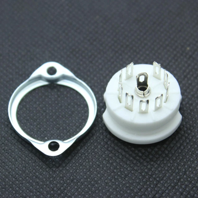 5PCS Silver Chassis Mount 9pin Ceramic Vacuum Tube Socket Base FOR ...
