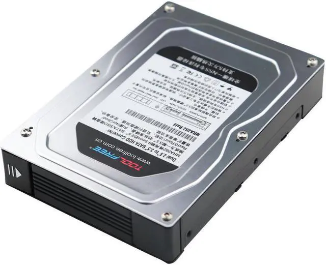 Alt view image 3 of 3 - Tool Dual Bay 2.5 Inch to 3.5 Inch SATA Hard Drive Adapter Enclosure Supports SATA III, RAID 0, RAID 1, JBOD, Nor