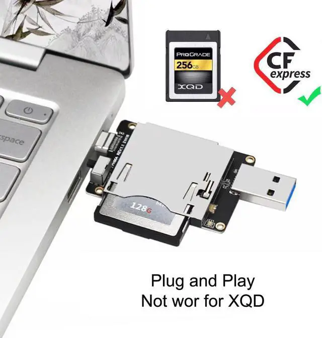 Alt view image 2 of 3 - USB 3.1 Type-C & Type-A to CF Express Extension Card Reader for CFE Type-B Support R5 Z6 Z7 Memory Card