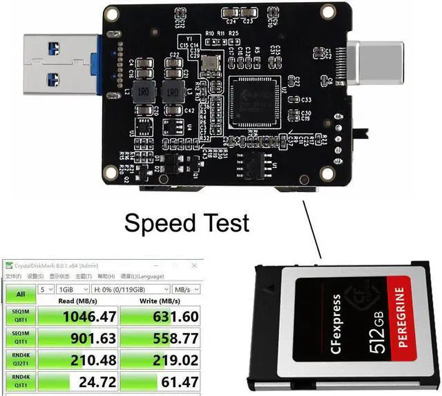 Alt view image 3 of 3 - USB 3.1 Type-C & Type-A to CF Express Extension Card Reader for CFE Type-B Support R5 Z6 Z7 Memory Card