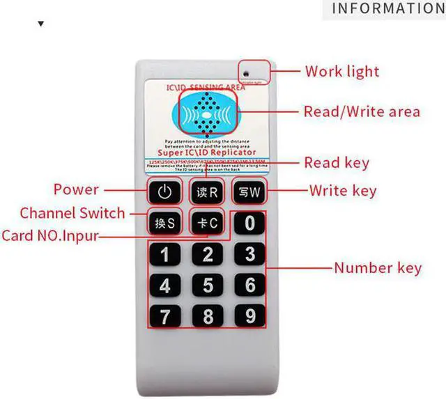Alt view image 4 of 5 - Handheld Frequency 125Khz-13.56MHZ Copier Duplicator ID IC 8211 Card Reader Writer Access Control Card Pass Id Firewall