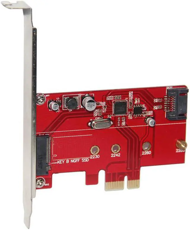 Alt view image 4 of 5 - PCIE Riser Card PCI-E 2.0 to SATA3.0+M.2 SSD Adapter ASM1061 6Gbps Support NGFF(M.2) B Key Type