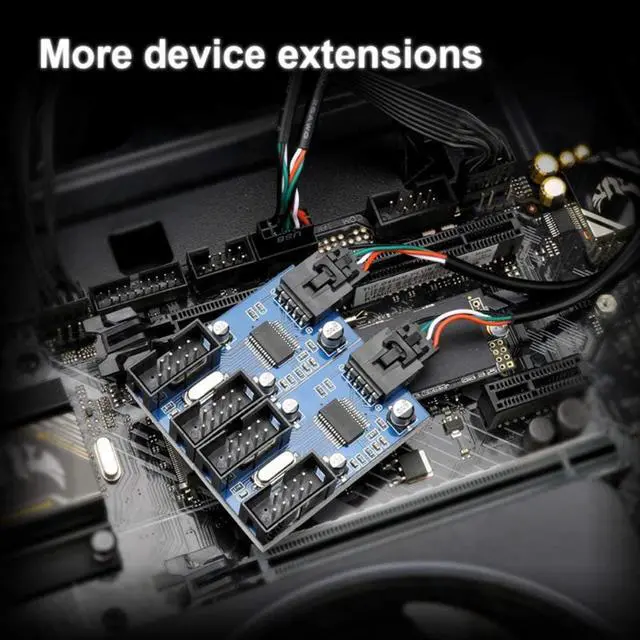 Alt view image 2 of 3 - Motherboard 9-Pin USB Header Multiplier 9-Pin USB 2.0 Port Expansion to 4X9-Pin USB 2.0 Port Expansion Card Splitter