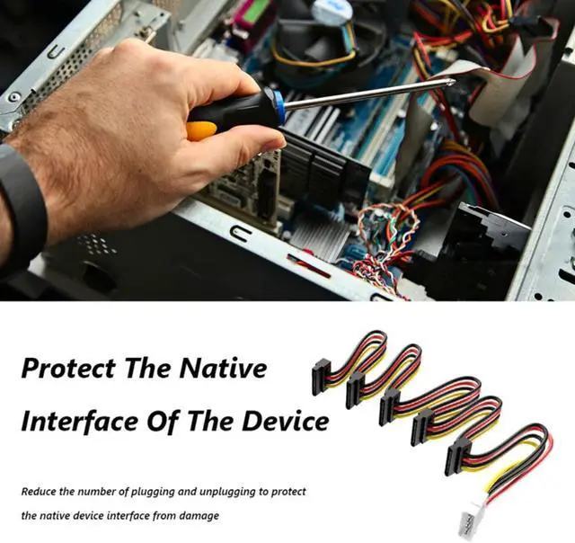 Alt view image 2 of 3 - 5 Pack 1 To 5 SATA Power Cable Adapter Splitter Cables Hard Drive Supply Cord Hard Drive Power Supply Splitter Cable