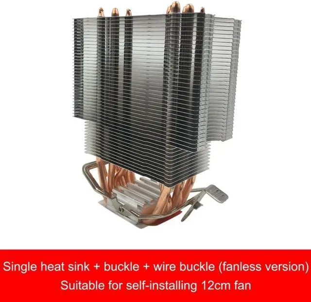 Alt view image 2 of 3 - Fanless CPU Cooler 12Cm Fan 6 Copper Heatpipes Fanless Cooling Radiator for LGA 1150/1151/1155/1156/1366/775/2011 AMD