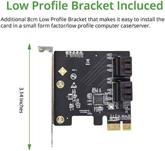 Alt view image 2 of 3 - 4 Port SATA III PCI-E 3.0 X1 Expansion Card Non-Raid with Low Profile Bracket ASMedia 1064 SI-PEX40156
