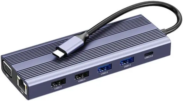 Main image of USB C Hub, 12-in-1 Adapter with Ethernet, 4K USB C to HDMI-Compatible,VGA,2 USB 3.0 2 USB 2.0,TF Card Reader,Microphone