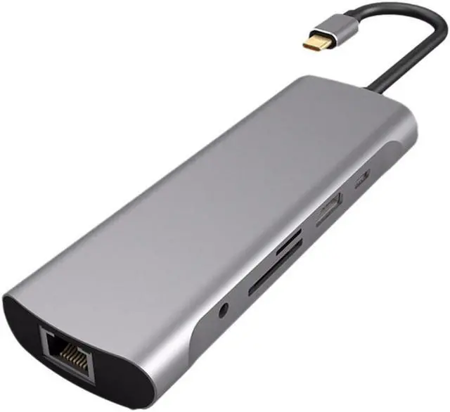 Main image of 9 In 1 USB C Hub Docking Station 4K@30Hz HDMI-Compatible PD 100W USB 3.0 RJ45 Gigabit Multiport Adapter For Laptop PC